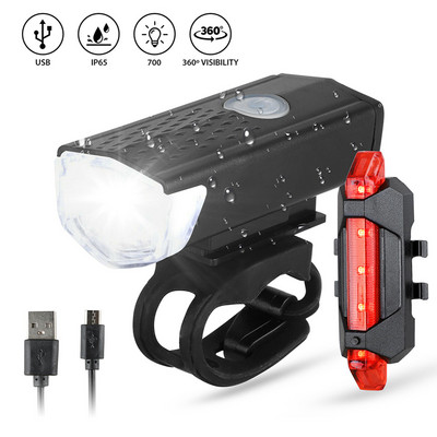 Φωτιστικό ποδηλάτου ποδηλάτου USB LED Επαναφορτιζόμενο σετ MTB Ποδήλατο δρόμου Μπροστινό Πίσω Φωτιστικό Προβολέα Φακός Φωτιστικό Ποδηλασία Αξεσουάρ ποδηλασίας