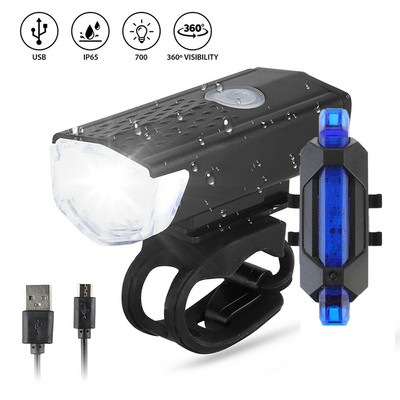 Φωτιστικό ποδηλάτου ποδηλάτου USB LED Επαναφορτιζόμενο σετ MTB Ποδήλατο δρόμου Μπροστινό Πίσω Φωτιστικό Προβολέα Φακός Φωτιστικό Ποδηλασία Αξεσουάρ ποδηλασίας