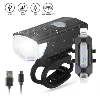 Φωτιστικό ποδηλάτου ποδηλάτου USB LED Επαναφορτιζόμενο σετ MTB Ποδήλατο δρόμου Μπροστινό Πίσω Φωτιστικό Προβολέα Φακός Φωτιστικό Ποδηλασία Αξεσουάρ ποδηλασίας