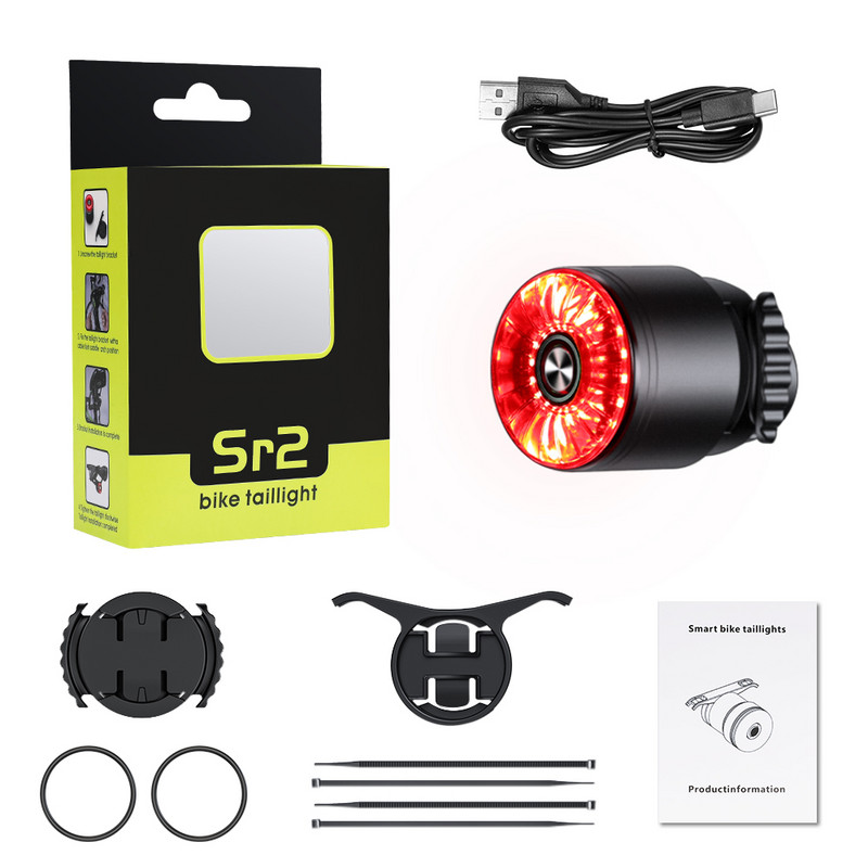 Rockbye Задна светлина за велосипед 6 режима Задна светлина за велосипед USB акумулаторна алуминиева MTB пътна седалка Колче за седалка LED предупредителна лампа за колоездене