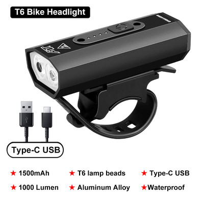 ZK50 1000 Lumen első kerékpáros világító LED 2400 mAh MTB kerékpáros fényszóró alumínium héjú újratölthető kerékpáros lámpa 6 fénymóddal