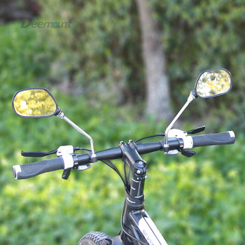 Deemount 1 ζεύγος ποδηλάτου πίσω όψης γυάλινος καθρέφτης Τιμόνι ποδηλάτου ευρείας εμβέλειας Οπίσθια όψη Φωτισμός ανακλαστήρας ρυθμιζόμενης γωνίας Καθρέπτες