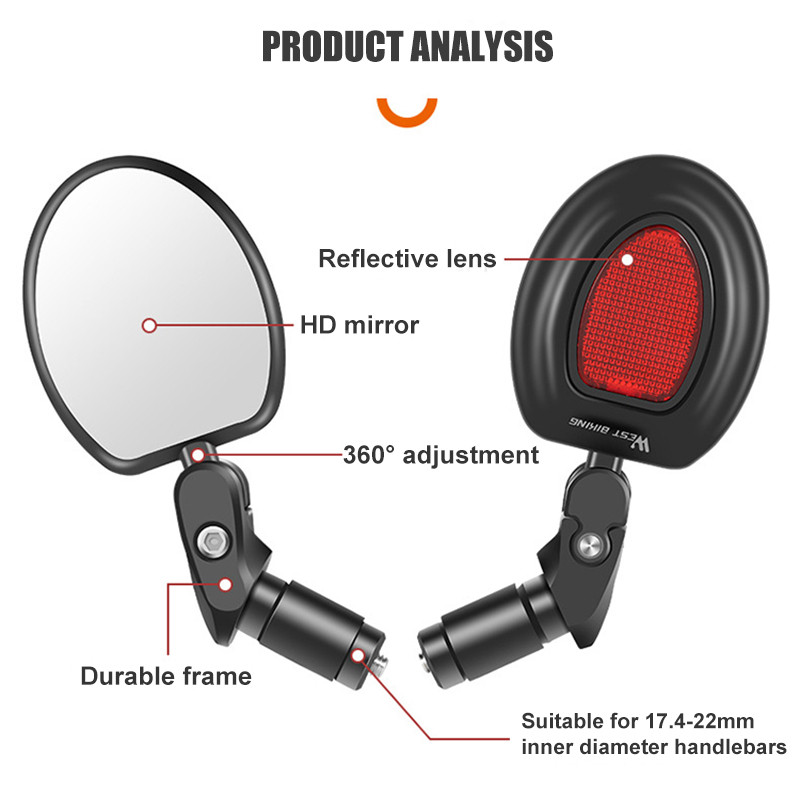 PC-kerékpáros visszapillantó tükör 360°-ban forgatható, összecsukható országúti hegyi kerékpáros fényvisszaverő tükör lovaglófelszerelés 1db