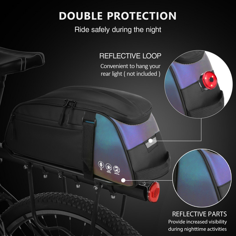 Vízálló kerékpár hátsó csomagtartó táska Kerékpártartó Kerékpáros hátsó csomagtartó PU Nagy kapacitású MTB hegyi kerékpártáska