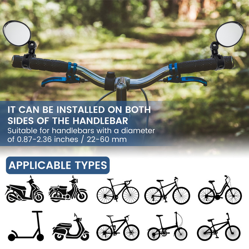 Kerékpáros visszapillantó tükör, 360°-ban állítható, széles szögű kerékpáros visszapillantó tükrök MTB országúti kerékpár tartozékokhoz Kerékpár tükör