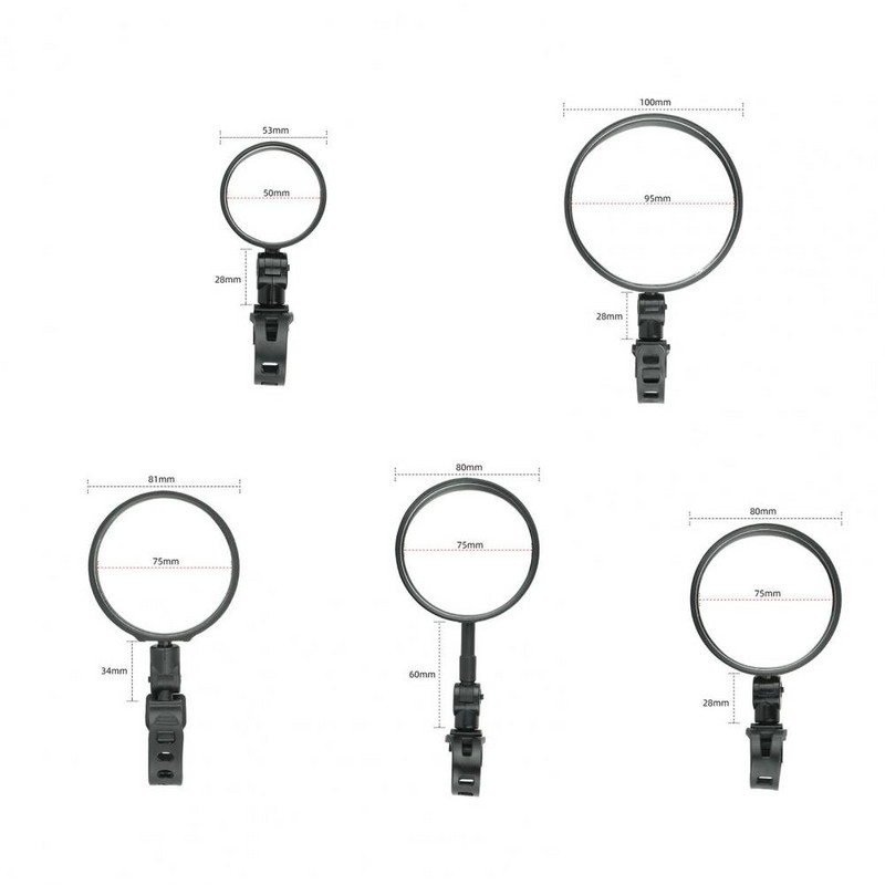 Naudinga vairo dviračio veidrodėlis Patikimas dviračio veidrodžio dirželio tipas 95/75/50 mm išgaubtas galinio vaizdo veidrodžio nugaros taikikliai