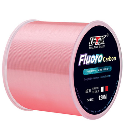 FTK 120M Fluorocarbon Coating Fishing Line Carbon Fiber Leader Line 7.15LB-45LB Fishing Lure Wire Sinking Line Japan