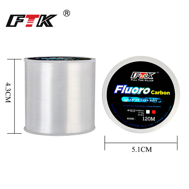 FTK 120M Fluorocarbon bevonatú horgászzsinór szénszálas vezető zsinór 7.15LB-45LB horgászcsali drót süllyesztő zsinór Japán