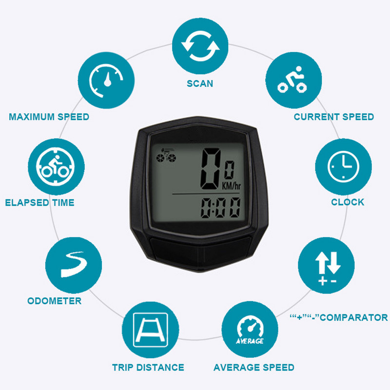 Univerzális kerékpáros számítógép vezetékes sebességmérő digitális vízálló mágneses érzékelő kerékpáros kilométerszámláló többfunkciós kerékpártartozékok