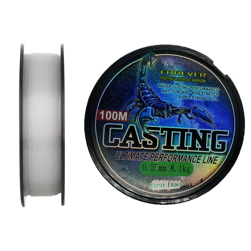 100 m-es szupererős nylon horgászzsinór Monofil Fluorocarbon Coate zsinórdobó csali Pontyhorgász kiegészítők 0,14-0,70 mm