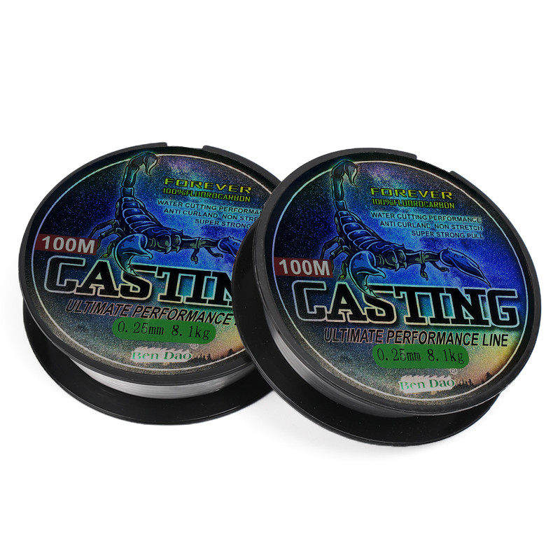 100 m-es szupererős nylon horgászzsinór Monofil Fluorocarbon Coate zsinórdobó csali Pontyhorgász kiegészítők 0,14-0,70 mm