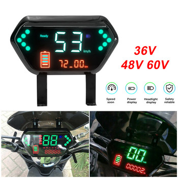 Електрически велосипед LCD дисплей 36V 48V 60V със скоростомер Одометър Захранване на батерията Индикатор за мигач 72V за фазов контролер