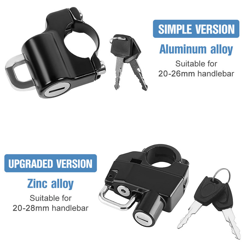 Motoros sisakzár Lopásgátló kerékpáros sisak biztonsági zárak 2 kulccsal és szerelőeszközzel