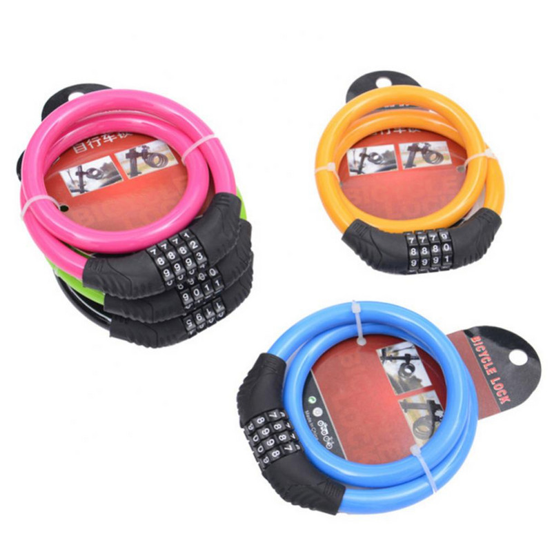 Zár Lopásgátló Tartós Könnyű Hatékony Biztonság Mountain Bike Kerékpár Acél kábel 4 számjegyű számkódolt kombinált zár