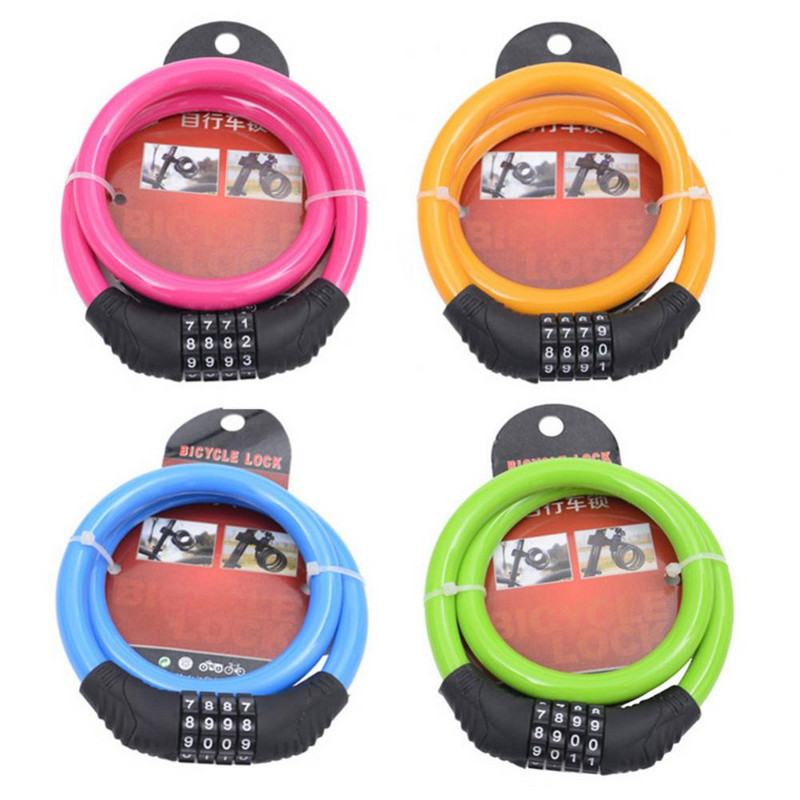 Zár Lopásgátló Tartós Könnyű Hatékony Biztonság Mountain Bike Kerékpár Acél kábel 4 számjegyű számkódolt kombinált zár