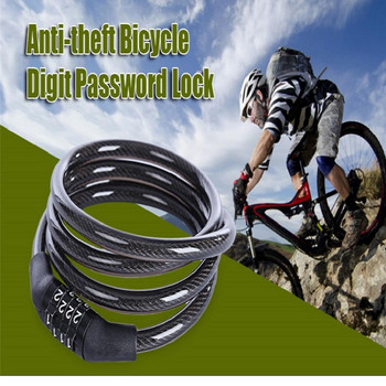 Заключване за велосипед против кражба 4-цифрен код Комбиниран кабел от неръждаема стомана Оборудване за защитно заключване на велосипед Ключалка за велосипед Аксесоари за велосипед