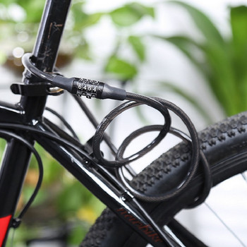 Αντικλεπτική κλειδαριά ποδηλάτου 4ψήφιος συνδυασμός κωδικών από ανοξείδωτο ατσάλι Εξοπλισμός κλειδαριάς ασφαλείας ποδηλάτου με καλώδιο Κλειδαριά ποδηλάτου Αξεσουάρ ποδηλάτου