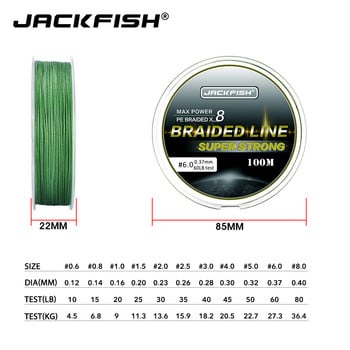 JACKFISH 100m 8 Strand PE Braided Fishing Line 10-80LB Multifilament Fishing Lines for Carp Fishing Tackle Ψάρεμα θαλασσινού νερού