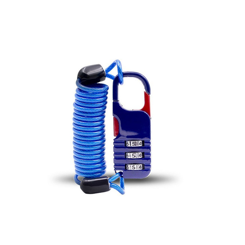 Kerékpárzár lopásgátló mini bukósisak zár motorkerékpáros robogó kombinációs jelszavas biztonsági kábelzár