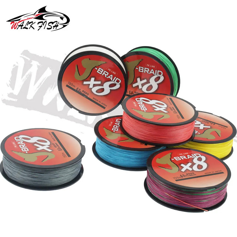 WALK FISH 8X horgászzsinór 150M 8 szálas fonott, erős kopásállóságú többszálas horgászzsinór erős horgászzsinór Japán