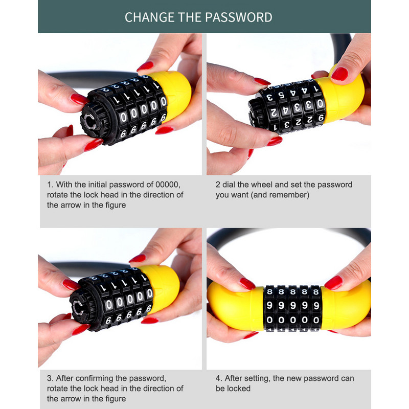 MTB kerékpár drótzárak 5 számjegyű kód kerékpár motorkerékpár biztonsági kombinált zár