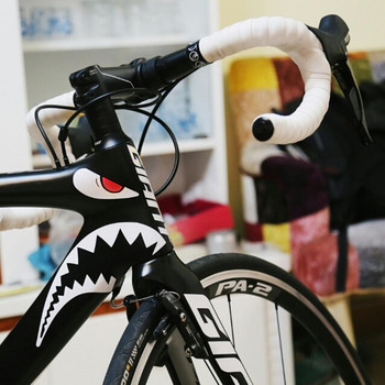 Декоративен стикер за рамка на велосипед MTB Стикери за тръба с глава на акула Водоустойчив слънцезащитен крем Топлоустойчив велосипед Пламък Светлоотразителни стикери