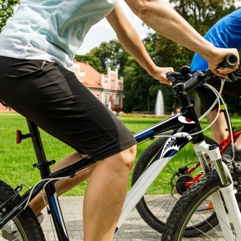 Kerékpárváz dekoratív matrica MTB cápafejcső matricák vízálló fényvédő, hőálló kerékpárláng fényvisszaverő matricák