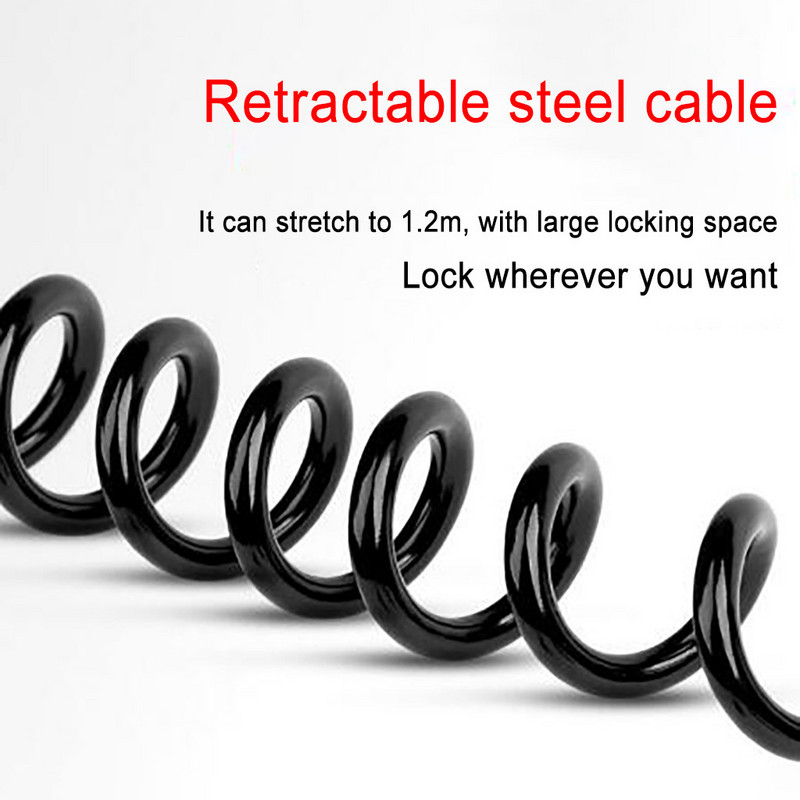 Lopásgátló kerékpárzár hordozható jelszavas sisakzár 3 digitális kombinációs kódú acélkábel elektromos robogó motorkerékpárhoz