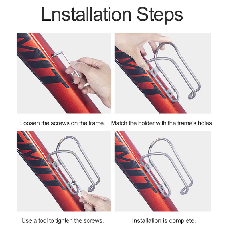 2024-es titánötvözet üreges kerékpáros vízforraló állvány, vízpalacktartó, Ti csavarokkal kerékpáros palacktartó vizespalack lámpatartó