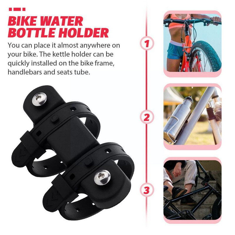 Kerékpáros palacktartó rögzítő adapter szilikon MTB kerékpár széles vázas vízforraló állvány Használja a kormányrúd alapcsőjét/ /nyeregcső E4V7-en