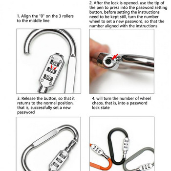 Велосипедна ключалка против кражба Дизайн на карабинер от алуминиева сплав D Тип ключалка Устойчива на износване Издръжлива брава против загуба на каска за багаж