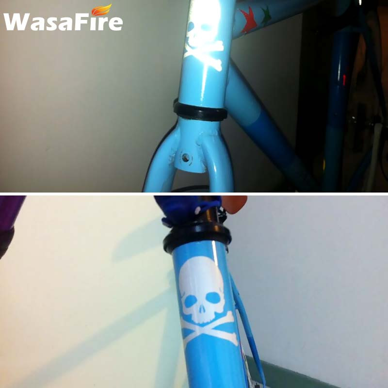 1 DB Fényvisszaverő kerékpármatrica Fluoreszkáló koponya matricák MTB kerékpár fix fogaskerék csontváz matricák Kerékpár kiegészítők