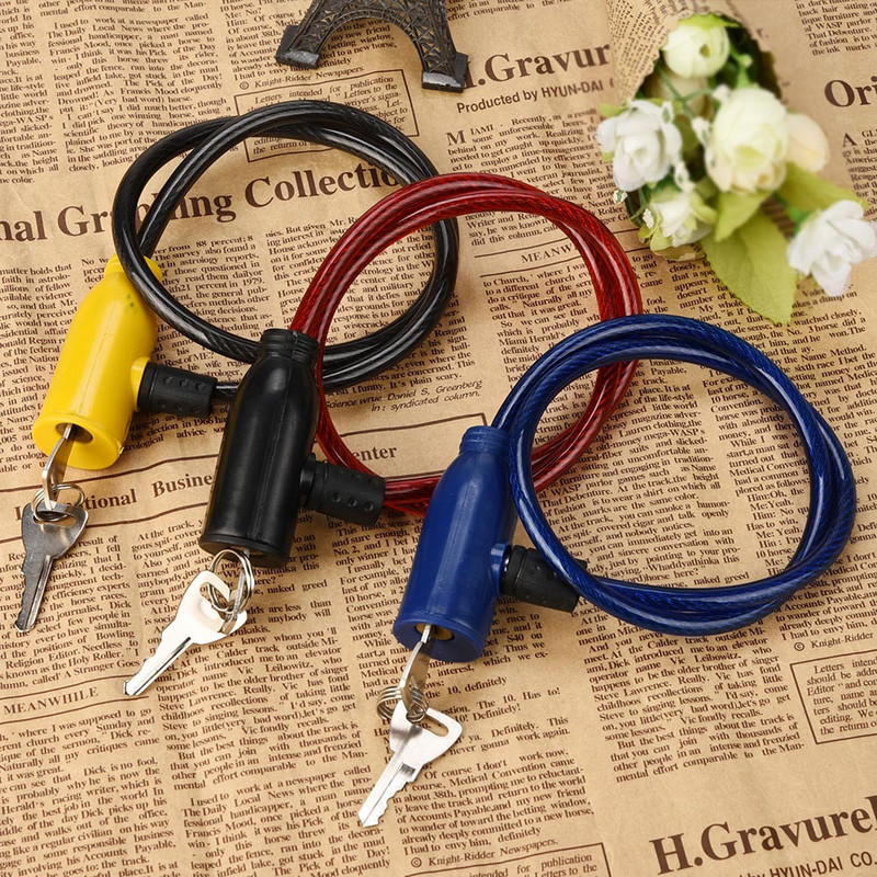 Acélhuzalos kerékpárzár lopásgátló kerékpár motor motorkerékpár robogó biztonsági zár 2 kulccsal Kerékpározás biztonsági zárak nagykereskedelme