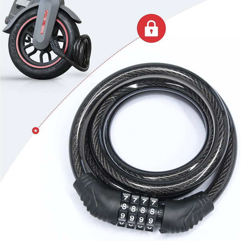 Kerékpárzár kábel alapvető öntekervényes lánc biztonsági jelszó 4 számjegyű lopásgátló kombinációs számkód Kerékpártartozékok
