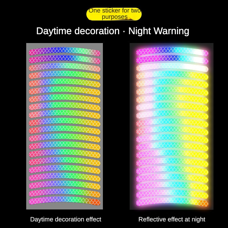 Kerékpár fényvisszaverő matricák, mountain bike világító matricák, motorkerékpár gumiabroncs és felni matricák, dekoratív fényvisszaverő csíkok