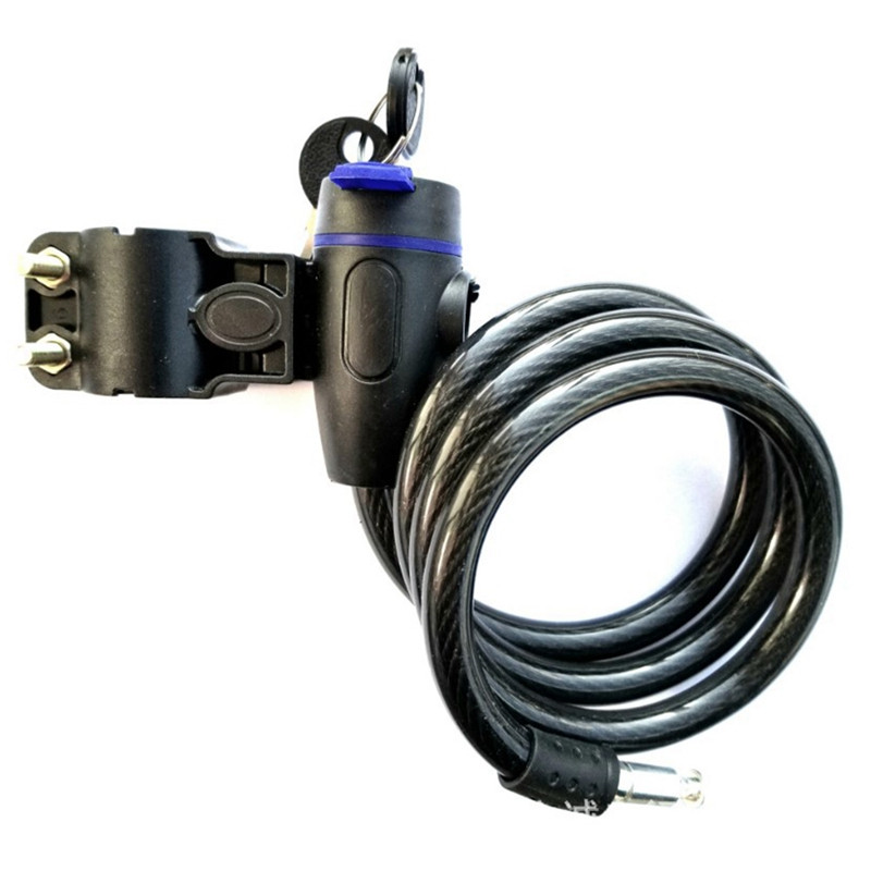 Univerzális lopásgátló kerékpárzár 2 kulccsal kerékpáros motorkerékpár biztonsági zárhoz, acél kötélkábel szekrényekhez