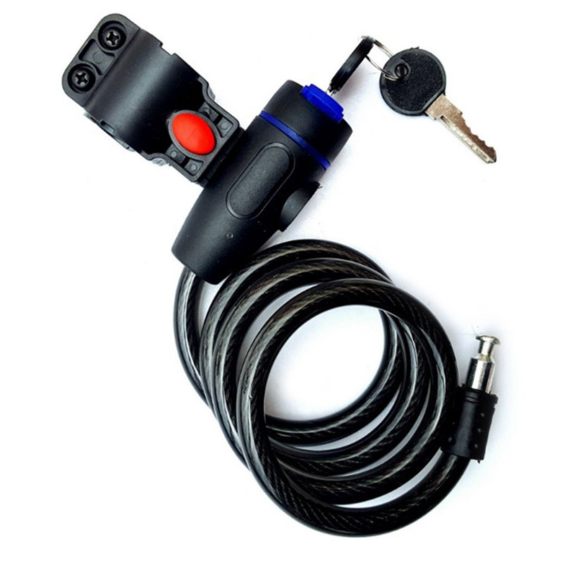 Univerzális lopásgátló kerékpárzár 2 kulccsal kerékpáros motorkerékpár biztonsági zárhoz, acél kötélkábel szekrényekhez