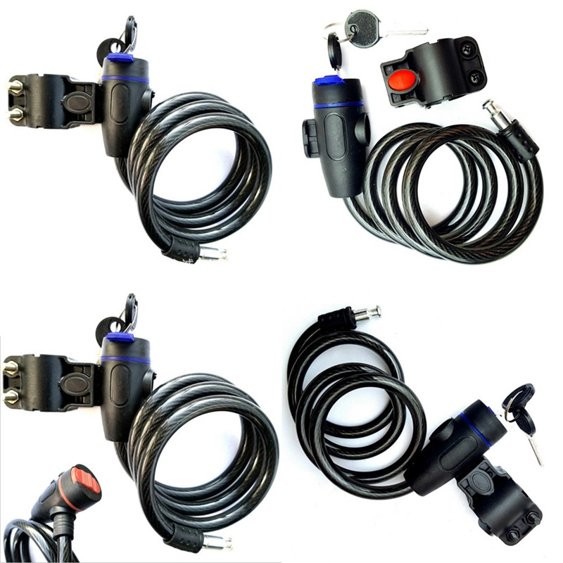 Univerzális lopásgátló kerékpárzár 2 kulccsal kerékpáros motorkerékpár biztonsági zárhoz, acél kötélkábel szekrényekhez