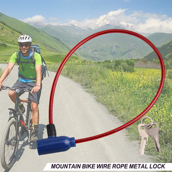 Телено въже за планински велосипед Метална ключалка Велосипед Преносими брави с телени пръстени против кражба 60 см Аксесоари за колоездене