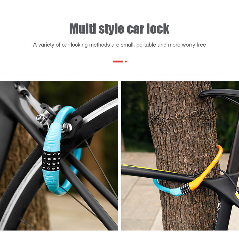 Kerékpárzárak 4 számjegyű jelszavas zárak hegyi országúti kerékpárokhoz, lopásgátló biztonsági kábel Lakat kerékpáros tartozékokhoz
