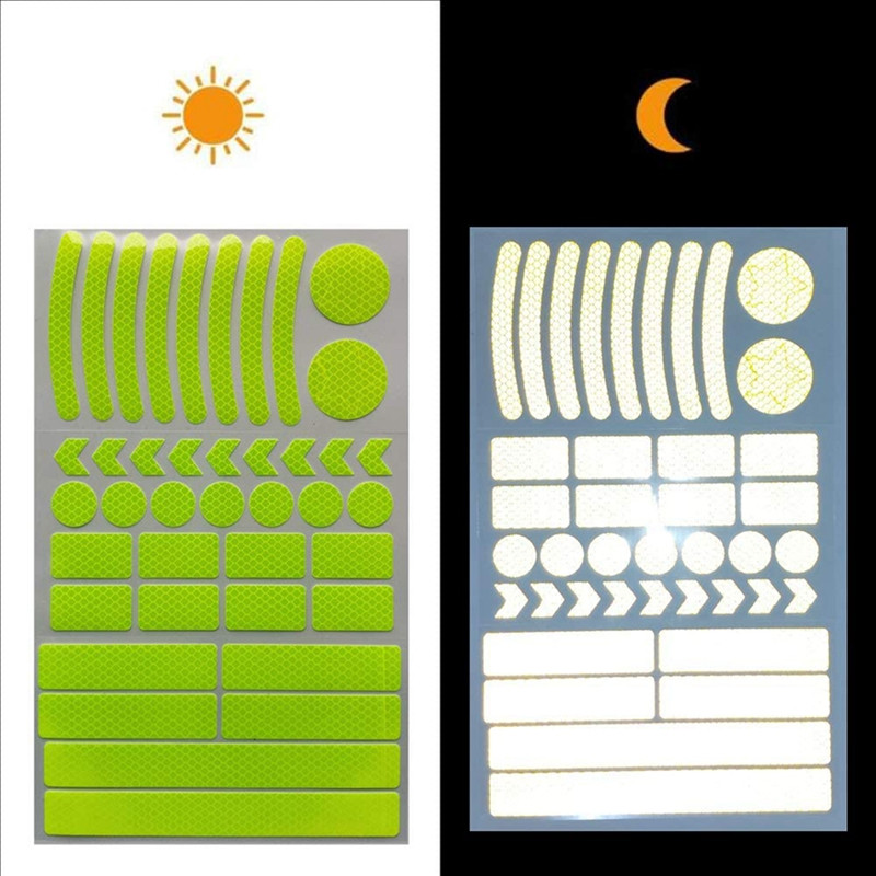 42db fényvisszaverő matricák, kerékpáros fényvisszaverő szalag, éjszakai biztonsági matricák kerékpárhoz, sisak, babakocsi védősapka