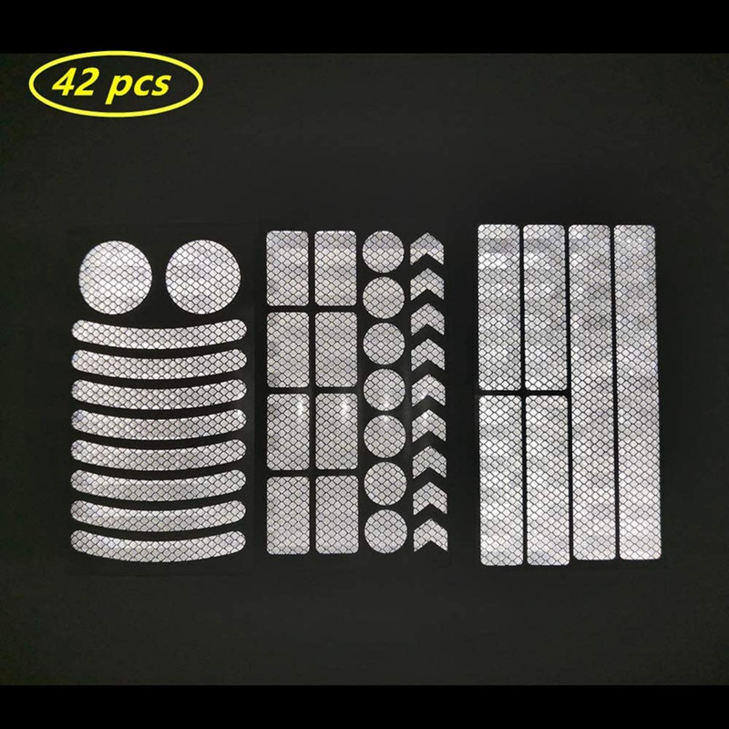 42db fényvisszaverő matricák, kerékpáros fényvisszaverő szalag, éjszakai biztonsági matricák kerékpárhoz, sisak, babakocsi védősapka