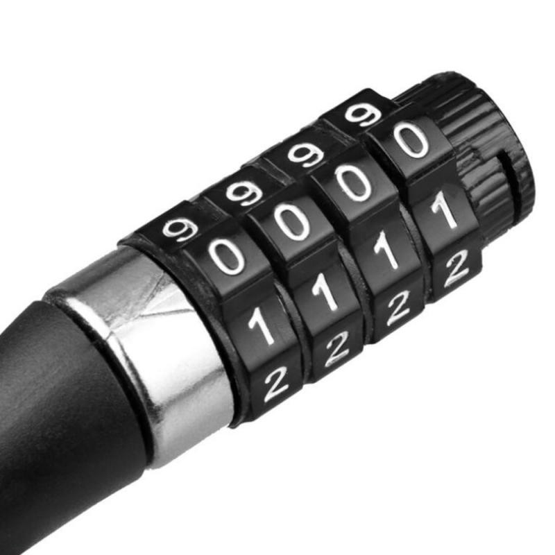 MTB országúti kerékpár biztonsági zár Hordozható 4 számjegyű jelszavas acél kábelzár alumínium ötvözet zármag Ütésgátló kerékpárzár