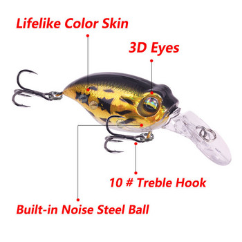 1 τεμ. Floating Crank Fishing Lures 5,8cm 6g Wobblers Tackle With Hook​s Plastic Artificial Bait for Pike Bass Crankbait Jerkbait