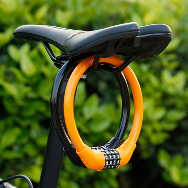 Acélhuzalos MTB országúti kerékpárzár 4 számjegyű jelszavas lopásgátló zár kerékpártartozék