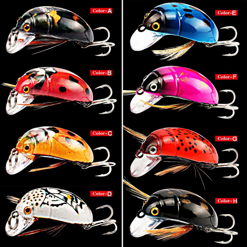 3,8 cm/4,1 g horgászcsali 3D Eyes Minnow horgászcsali rovar/bogárcsali Tengeri bogár hajtókar úszó wobblerek pontyhorgászat для рыбалки
