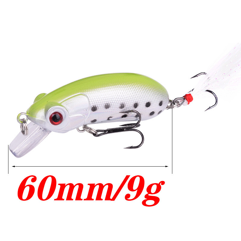 1 db 60 mm-es 9g Minnow horgászcsali úszó wobblerek 3D szemek mesterséges műanyag kemény csali csalik Bass Pike Peche számára