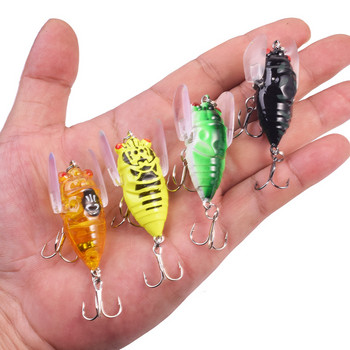 1 PC Top water Cicada Fishing Lures 48mm 6g Insect Soft Wings Wobblers Crankbaits Artificial Plastic Bait Minnow for Bass Pike​