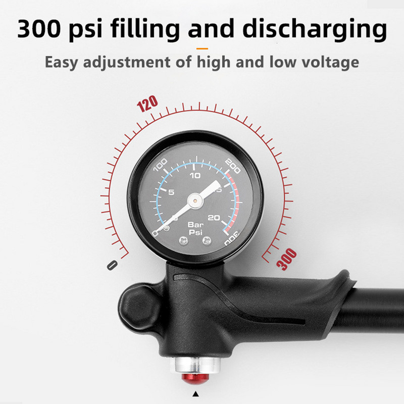 300 PSI nagynyomású hordozható kerékpár gumiabroncs légfúvó szivattyú karral és mérőműszerrel az első villa hátsó felfüggesztésű abroncsához