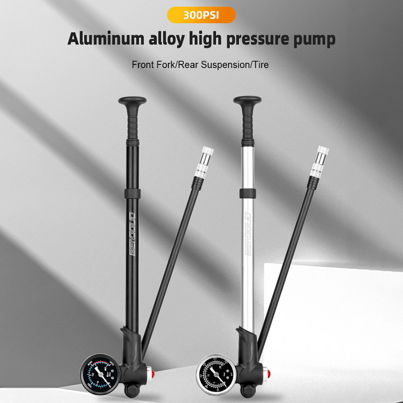300 PSI nagynyomású hordozható kerékpár gumiabroncs légfúvó szivattyú karral és mérőműszerrel az első villa hátsó felfüggesztésű abroncsához